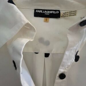 Karl Lagerfeld White Shirt with Black Dots